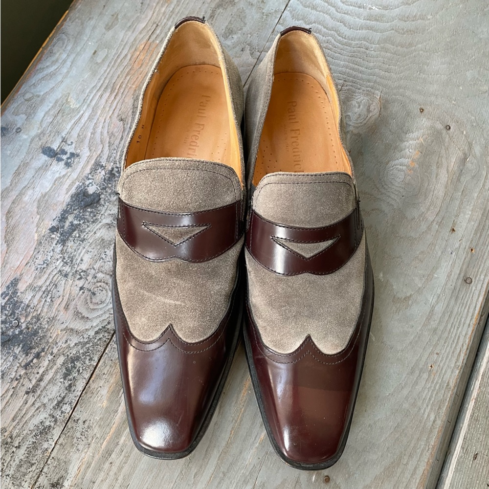 Paul Fredrick brown and gray loafers | size 10